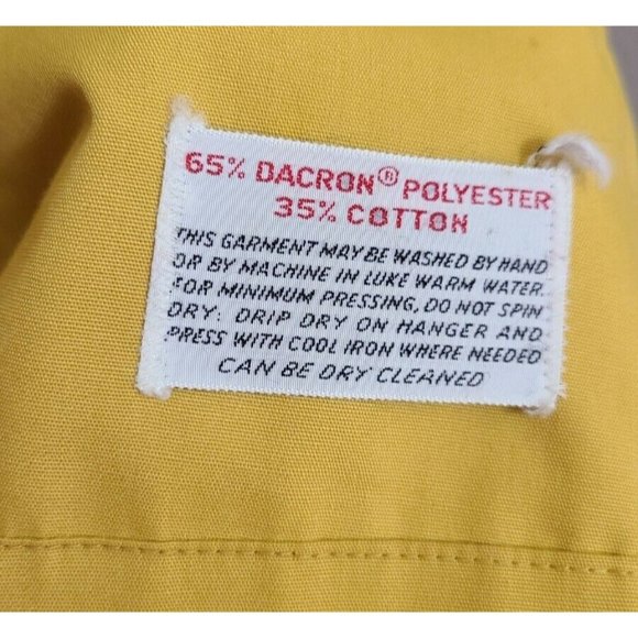 Vintage 70s H.I.S. Sportswear Men's Zip Up Bomber Jacket Solid Yellow Size XL - Picture 8 of 8